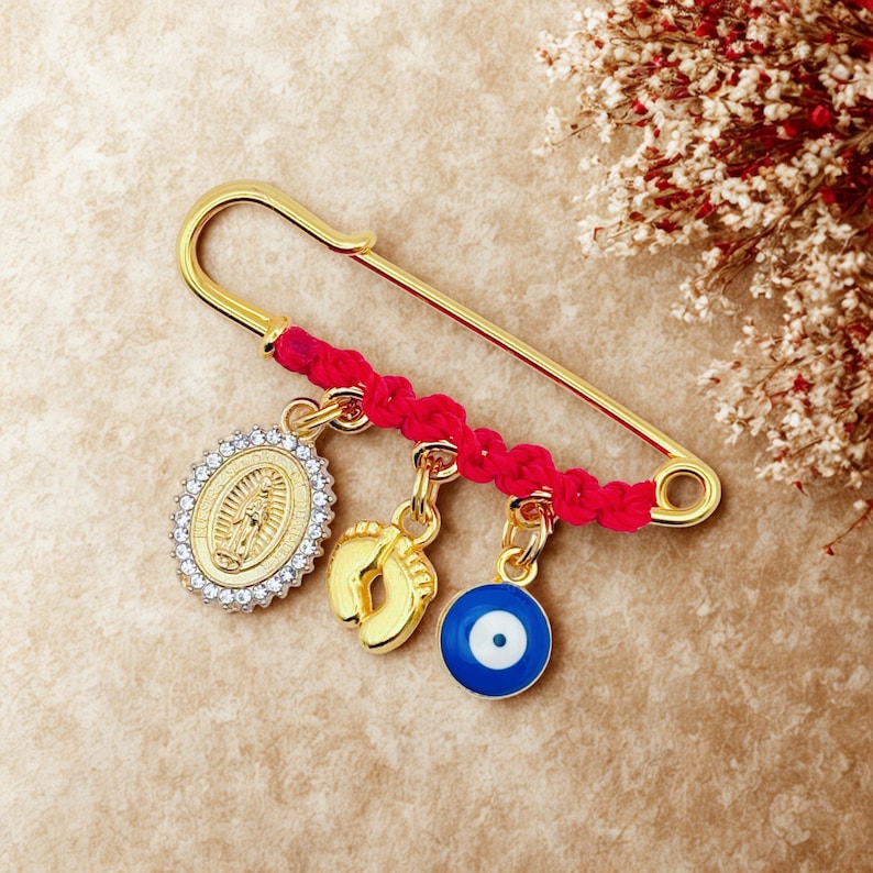 Pregnancy Protection Pin Blue Virgencita