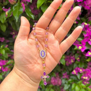 Mini Rosario Virgen De Guadalupe Morado