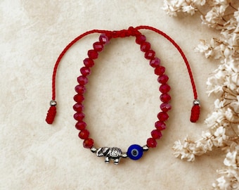 Elephant Evil Eye Beaded Bracelet
