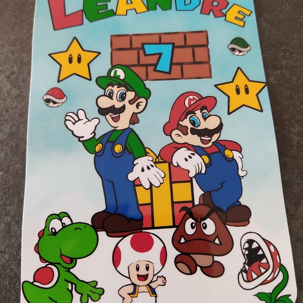 Invitation anniversaire Mario et Luigi/carte anniversaire/carte fête/invitation/Mario/Luigi