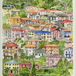Watercolor painting of Lake Como, Italy Wall art, Wall print