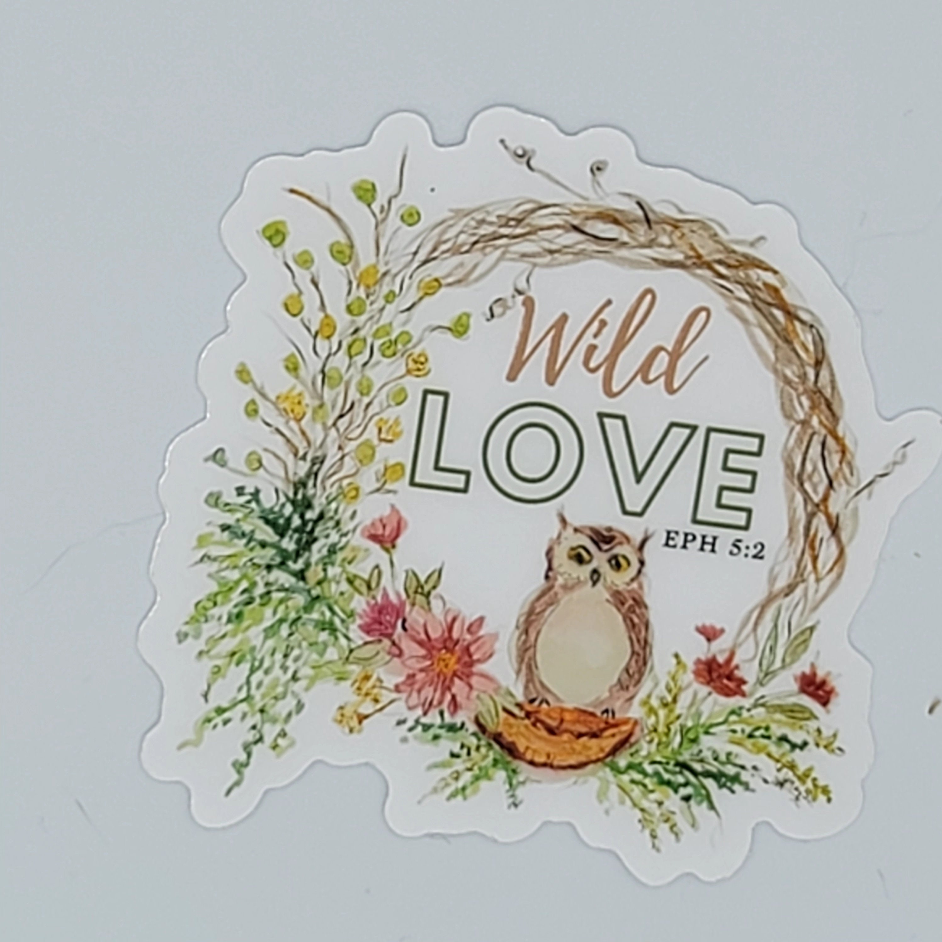 Wild Love Owl Wreath Woodlands Sticker waterproof