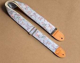 Handmade Floral Guitar Strap, Adjustable Guitar Strap, Universal Acoustic Guitar Strap, Guitar Accessories, Gift for Her, Musician Gift