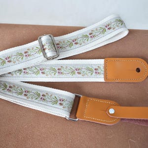 Floral Embroidered Ukulele Strap, Handcrafted Music Strap, Straps Fits for All Sizes Ukulele, Artistic Instrument Decor, Ukulele Accessories