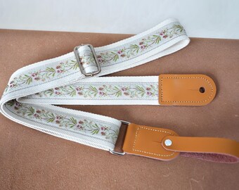 Floral Embroidered Ukulele Strap, Handcrafted Music Strap, Straps Fits for All Sizes Ukulele, Artistic Instrument Decor, Ukulele Accessories