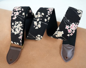 Soft Cotton Guitar Strap, Floral Guitar Strap, Adjustable Guitar Strap, Handmade Guitar Shoulder Strap, Guitar Accessories, Gift for Her