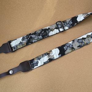 Crane Print Series Guitar Strap, Comfortable Guitar Strap, Japanese Style Guitar Strap, Adjustable Guitar Shoulder Strap, Guitar Player Gift
