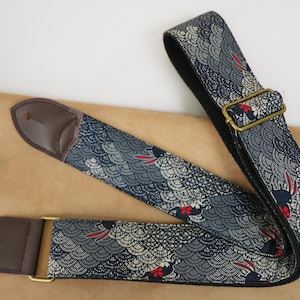 Japanese Style Guitar Strap, Waves Pattern Guitar Strap, Suitable for Guitar and Bass, Universal Guitar Strap, Gift for Guitarist