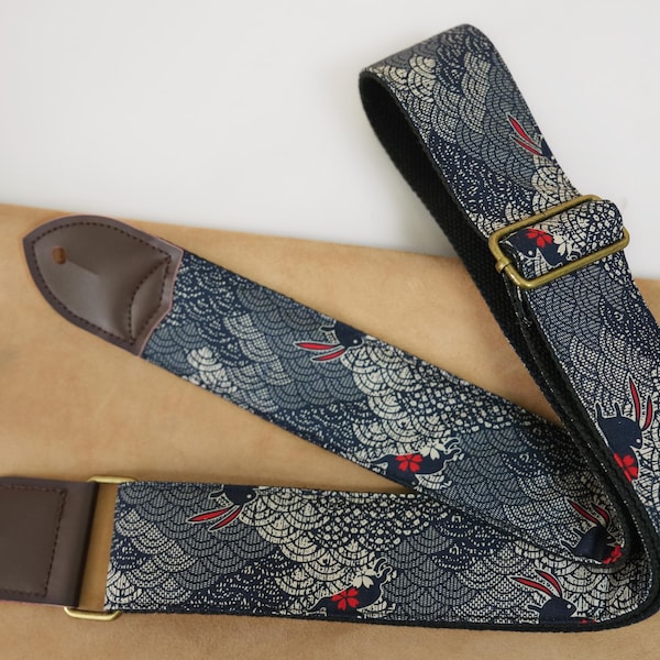 Japanese Style Guitar Strap, Waves Pattern Guitar Strap, Suitable for Guitar and Bass, Universal Guitar Strap, Gift for Guitarist