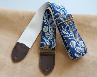 Embroidered Guitar Strap, Elegant Guitar Strap, Handmade Guitar Shoulder Strap, Floral Guitar Strap, Guitar Accessories, Guitarist Gift