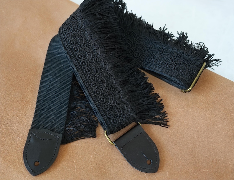 Woven Strap With Tassels Guitar Strap, Classic Guitar Strap, Personalized Gift for Guitar Player, Instrument Gear, Birthday Gift image 1