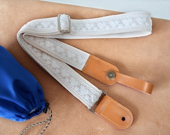 Unique Lace Ukulele Strap, Comfortable Shoulder Strap, Universal Strap with Genuine Leather Tips, Feminine Music Gear, Birthday Gift