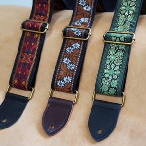 Personalized Woven Guitar Strap, Custom Strap for Guitar and Bass, Top Grain Genuine Leather Tips, Adjustable Guitar Strap, Guitarist Gift