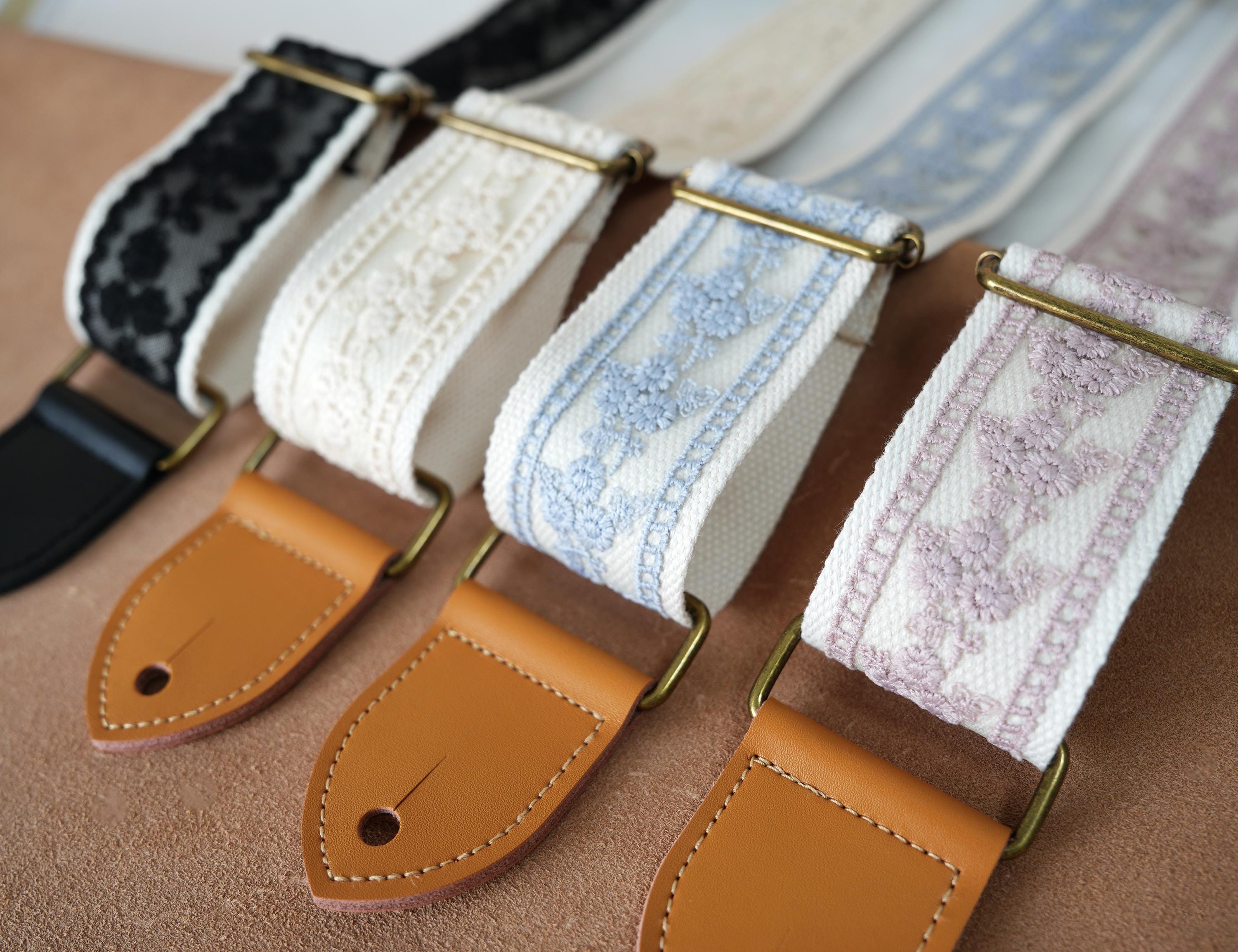 Lace Guitar Strap, Personalized Guitar Strap, Handcrafted Bass Strap, Comfortable Strap for Acoustic & Electric Guitars, Musician Gift
