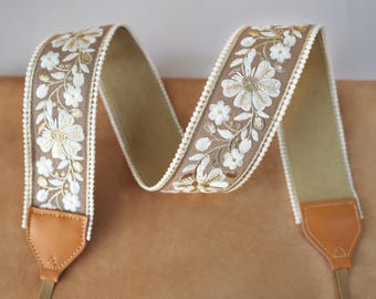 Courroie d'appareil photo brodée de fleurs, Courroie d'appareil photo de créateur, Courroie pour appareil photo reflex numérique, Cordon tour de cou pour appareil photo, Cadeau pour photographe, Accessoires pour appareil photo