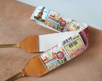 Unique Camera Strap, Camera Strap with Genuine Leather Tips, Adjustable Camera Neck Strap, Gift for photographers, Photography Accessories