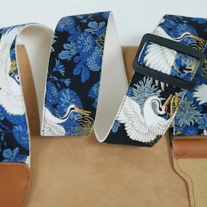Crane Print Series Guitar Strap, Comfortable Guitar Strap, Japanese Style Guitar Strap, Adjustable Guitar Shoulder Strap, Guitar Player Gift