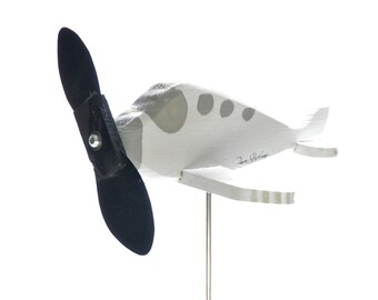 White Airplane Mini Whirligig