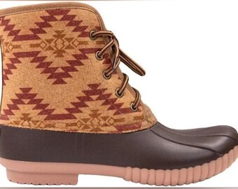 Simply Southern Aztec Print Lace Up Bootie Duck Boots