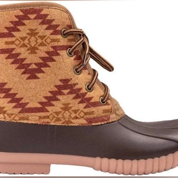 Simply Southern Aztec Print Lace Up Bootie Duck Boots