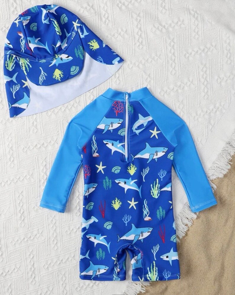 Baby Boy Swimsuit With Matching Hat Etsy