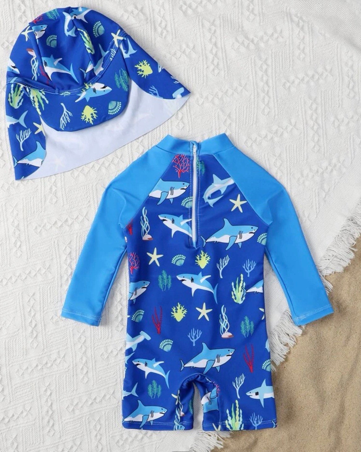 Baby boy swimsuit with cheap hat