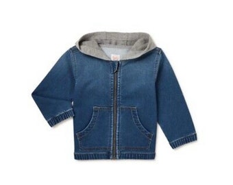 Wonder Nation Unisex Toddler Denim Hoodie Jacket BRAND NEW