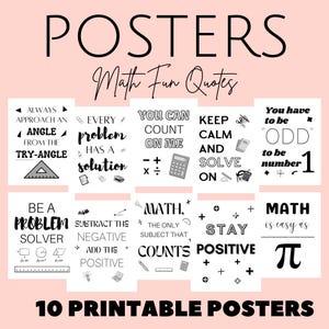 Math Classroom Posters, Math Posters, Easy and Modern Classroom Decorations, Classroom Math Posters For Middle and High School, Quotes