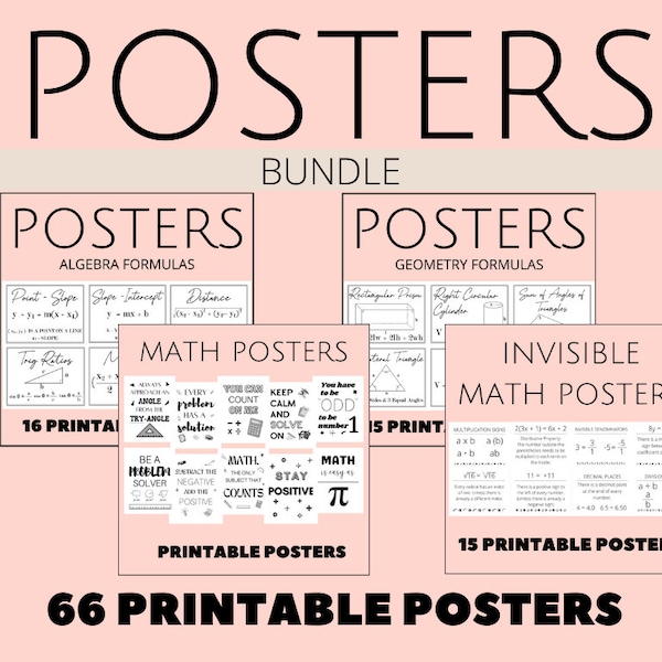 Math Classroom Decor Bundle,Math Poster Bundle,Math Classroom,Math Posters,Math Signs-Algebra I-Algebra II-Geometry-Classroom Decor