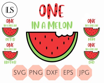 One In A Melon SVG, Watermelon Family Shirt Design (Digital Download)