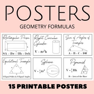 Matheformel Poster, Geometrie Formel Poster, Volumenposter, Oberfläche, Algebra I, Algebra II, Klassenzimmer Deko, Mathe Schilder Poster