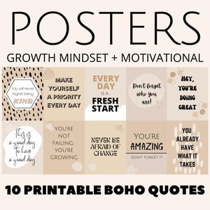Modern Boho Neutrals Tan Growth Mindset Motivational Classroom Quotes Posters Signs Decor, Kindness, Boho Class Decor, Neutral Download