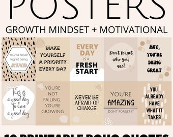 Boho klassrumsdekor, Growth Mindset-posters (digital nedladdning)