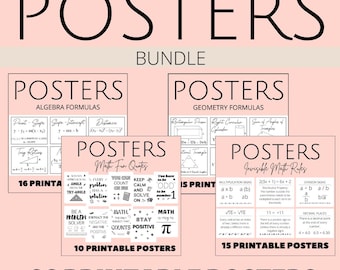 Math Classroom Decor Poster Bundle, Algebra Geometry (PDF Pattern)