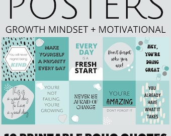 Boho Classroom Decor, Motivational Growth Mindset Posters (Digital Download)