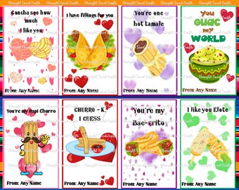 Mexican Food Inspired Mini Valentine's Day Cards - 24 ct.