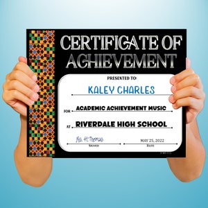 Kente Achievement/Recognition PowerPoint Certificate, Fillable Certificate, Academic, Templates, Editable Certificates, Digital Download