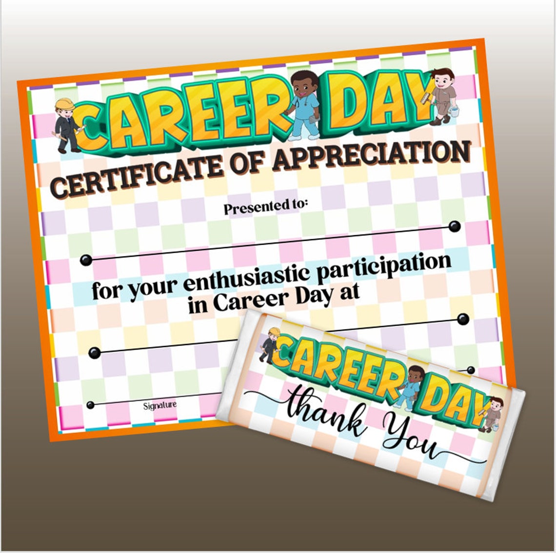 Career Day Certificates With Candy Wrappers, Powerpoint Certificates