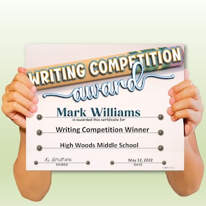 Writer PowerPoint Certificate, PowerPoint Certificate, Writer, Templates, Editable Certificates, Digital Download