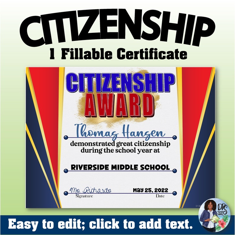 Citizenship Certificate Powerpoint Certificates School - Etsy