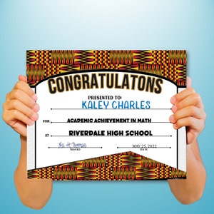 Kente Achievement/ Recognition PowerPoint Certificate, Fillable Certificate, Academic, Templates, Editable Certificates, Digital Download