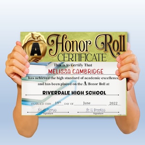 Honor Roll PowerPoint Certificates, Fillable Certificates, Academic, Templates, Editable Certificates, Digital Download
