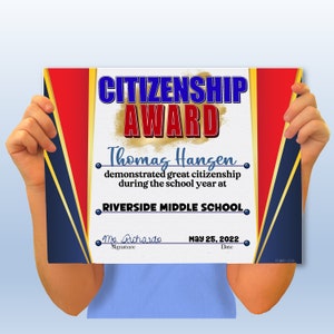 Citizenship Certificate, PowerPoint Certificates, School Certificates, Templates, Editable Certificates, Digital Download