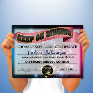 Choir PowerPoint Certificate, PowerPoint Certificate, Music, Templates, Editable Certificates, Digital Download