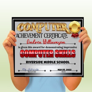 Computer Technology PowerPoint Certificate, PowerPoint Certificate, Computer, Templates, Editable Certificates, Digital Download