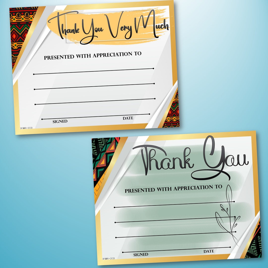 Thank You/appreciation Kente Powerpoint Certificates, Fillable