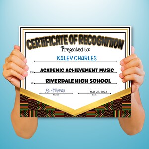 Kente Achievement/Recognition PowerPoint Certificate, Fillable Certificate, Academic, Templates, Editable Certificates, Digital Download