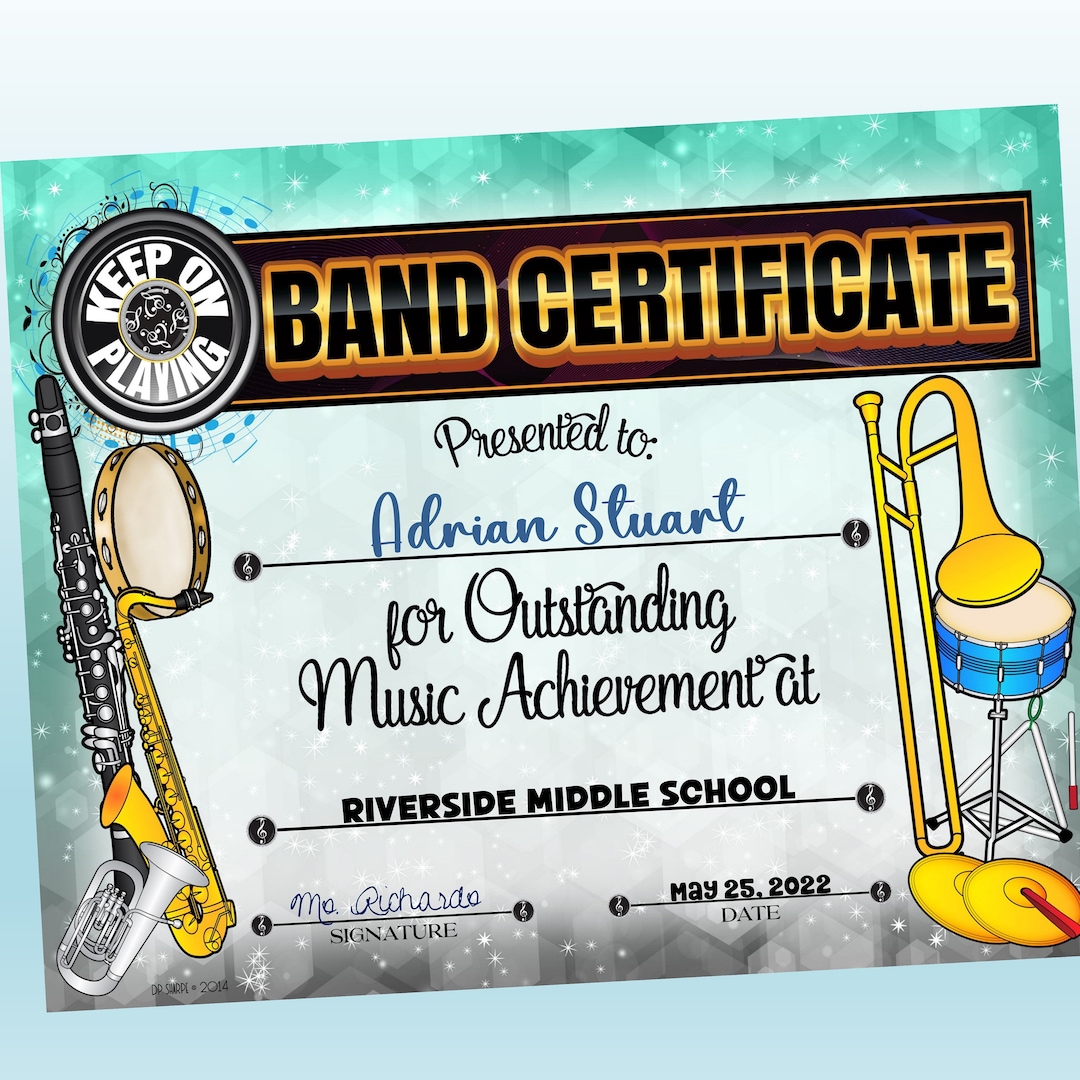 Band Certificate, Music, Powerpoint Certificates, School Certificates Band Certificate, Music, Powerpoint Certificates, School Certificates