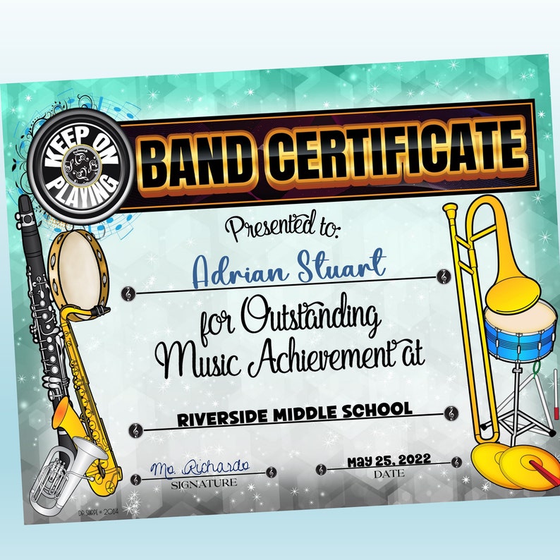 Band Certificate, Music, Powerpoint Certificates, School Certificates