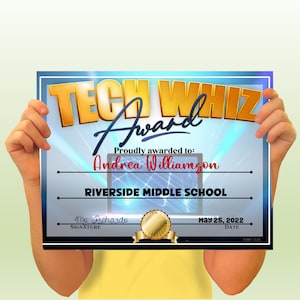 Computer Technology PowerPoint Certificate, PowerPoint Certificate, Computer, Templates, Editable Certificates, Digital Download